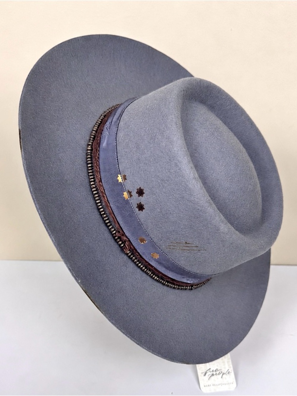 Free People Cosmic Roundtop Hat 100% Wool Felt Fedora